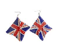 Boucles d'oreilles vintage drapeau britannique Union Jack rouge, blanc et bleu Boucles d'oreilles pendantes pour oreilles percées du jubilé de la reine 2022 Bijoux cadeaux pour filles et femmes,