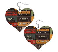 Boucles d'oreilles vintage en cuir pour femme - Boucles d'oreilles pendantes légères en forme de cœur