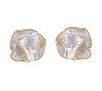 Boucles d'oreilles vintage en forme de fleur de camélias en alliage faites à la main pour femme