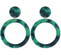Boucles d'oreilles vintage en résine d'acétate de léopard pour femme, cadeau de boucles d'oreilles de bijoux de mode en tortue acrylique grande géométrique (vert) Attractive And Fashion
