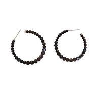 Boucles d'oreilles vintage esthétiques noires avec perles sophistiquées adaptées aux femmes à la mode - Bijoux élégants