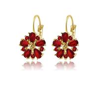 Boucles d'oreilles vintage plaquées or 14 carats avec pierre de naissance - Boucles d'oreilles florales dormeuses hypoallergéniques, bijoux tendance pour femme, 0.74 inches (height) x 0.51 inches
