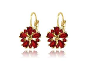 Boucles d'oreilles vintage plaquées or 14 carats avec pierre de naissance - Boucles d'oreilles florales dormeuses hypoallergéniques, bijoux tendance pour femme, 0.74 inches (height) x 0.51 inches