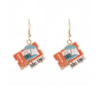 Boucles d'oreilles voyage timbre émail drôles femmes Start Me Up pendentif crochets acier inoxydable été vacances parapluie accessoires cadeaux (Orange)