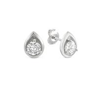 Boucles d'oreilles ZEEme argent 925 rhodié goutte zirconium blanc véritable b...