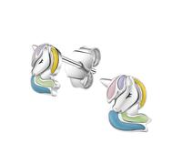 Boucles d'oreilles ZEEme for Kids en argent 925 rhodié licorne avec vernis ém...