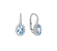 Boucles d'oreilles ZEEme Gemstones 375/- or blanc avec 2 topases bleues et 32...