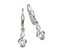 Boucles d'oreilles ZEEme Silver 925 Sterling Silver rhodié clé à notes longue...