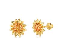 Boucles d'oreillesen tournesol argent sterling 925 pour Enfant Fille Femme, Boucles d'oreilles Hypoallergéniques Avec Dos de À Vis Sécurité