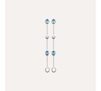 Boucles flore pendantes cristaux bleus argent 925 rhodié