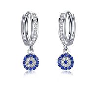 Boucles œil chance zircon bleu argent 925 mariage turque femme(Blue)