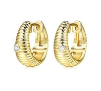 Boucles Oreilles Creoles, Créoles Or Vague avec Zircone Cubique 33X15mm pour Femme Fiançailles Bijoux