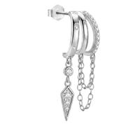 Boucles Oreilles Illusion pour Femme, Argent, Triple Arc, 1 Paire | Un Seul Trou Suffit, Aspect De Trois Anneaux, Maillons Mobiles, Profil Fin Et Léger, Surface Très Polie Et Lisse