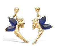 Boucles Plaqué Or 'Fée Clochette' bleu saphir doré - 19 mm [R4164]