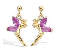 Boucles Plaqué Or 'Fée Clochette' fuschia doré - 19 mm [R5140]