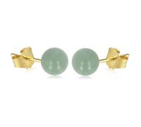 Boucles plaqué or 'Mineralia' vert aventurine - 4 mm [Q7003]