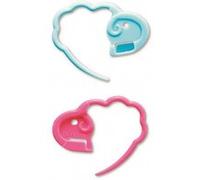 Clover Marqueur de point CL3031 moyen plastique avec fermoir rapide Rose/Bleu 13 x 6,5 x 0,5 cm