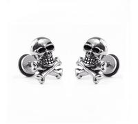 Boucles'oreilles en acier titane pour hommes, 1 pièce, Style rétro gothique, crâne de Pirate, crâne de moto,