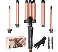 Boucleur 3 Tete Fer A Boucler-5 In 1 Boucleur A Cheveux En Céramique Fer À Friser 2 Températures, Fer A Onduler Chauffage Rapide