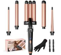 Boucleur 3 Tete Fer a Boucler-5 in 1 Boucleur a Cheveux en Céramique Fer à Friser 2 Températures, Fer a Onduler Chauffage Rapide pour Cheveux Longs, Courts