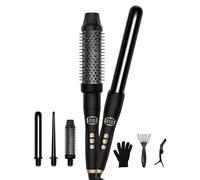 Boucleur a Cheveux 3 en 1, Fer a Boucler, Brosse Chauffante, Thermal Brush avec LCD, Friseur Cheveux et 3 Baguettes à Boucler en Céramique 9-35mm Interchangeables pour Cheveux Longs et Courts