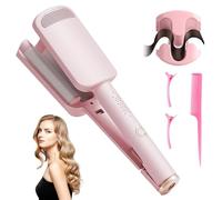 Boucleur a Cheveux, 32mm Fers à Onduler, 4 Températures Réglables Fers à Friser Ceramique, Fer à Boucler French Wave, Anti-Brûlure Fer a Friser, Onduleur Cheveux pour Cheveux Longs Courts (Rose)