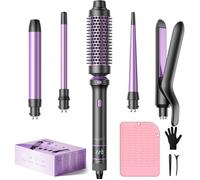 Boucleur À Cheveux 5 En 1-Fer À Boucler Avec Un Lisseur Cheveux,Boucleur Wavy,Brosse Thermique(9 Mm-25 Mm),Fer À Friser Kit-Tempér