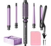 Boucleur À Cheveux 5 En 1-Fer À Boucler Avec Un Lisseur Cheveux,Boucleur Wavy,Brosse Thermique(9 Mm-25 Mm),Fer À Friser Kit-Température Réglable,Pour Les Voyages Et Les Cadeaux