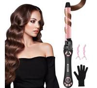 Boucleur Automatique 25mm - Fer à Boucler pour Tous Types de Cheveux, Rapide et Sans Effort avec Chauffage Rapide, Double Vitesse et Écran LCD 120°C-230°C pour des Ondulations de Plage Durables