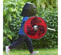 Bouclier ancien de loup - 30 x 30 cm, soldat de combat cosplay ancien |, fabriqué à la main, prêt au combat, accessoires de costume médiéval pour garçons et hommes, fournitures de fête cosplay pour ma