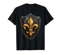 Bouclier Chevalier Fleur De Lis Médiéval Héraldique Français T-Shirt