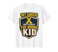 Bouclier de Courage Hey Cancer You Picked The Wrong Kid T-Shirt Graphique avec Valeur, Homme, Blanc, S