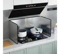 Bouclier de cuisine anti-éclaboussures, pliable en acier inoxydable, résistant aux éclaboussures, résistant à la chaleur et à l'eau, durable, facile à nettoyer (60 x 80 x 45 cm)