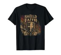 Bouclier de Foi Ephésiens 6 16 Armure de Dieu T-Shirt Graphique avec Valeur, Homme, Noir, XL