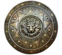 Bouclier de lion grec antique de 61 cm avec finition antique, guerrier spartiate, bouclier de tête de lion pour reconstitution, jeu de rôle, cosplay