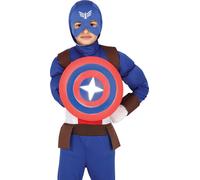 Bouclier de super-héros Équipement d'aventure Costume Fun Fantaisie Décoration de héros Design courageux Carnaval Requisit Déguisement créatif Rêve d'enfance Légende, Couleur : Rouge / Bleu