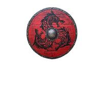 Bouclier de viking médiéval en bois de 61 cm - Fait main - Bouclier décoratif