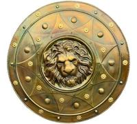 Bouclier de visage de lion médiéval en métal durable pour cosplay, LARP, Halloween, décoration murale, guerrier, chevalier, finition antique