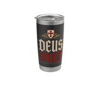 Bouclier des chevaliers templiers Deus Vult (Dieu le veut) Gobelet isotherme en acier inoxydable double paroi
