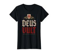 Bouclier des Chevaliers Templiers Deus Vult (Dieu Le Veut) T-Shirt Graphique avec Valeur