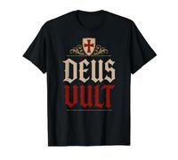 Bouclier des Chevaliers Templiers Deus Vult (Dieu Le Veut) T-Shirt Graphique avec Valeur