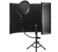 Bouclier d'isolation pour microphone avec trépied, isolation vocale, filtre anti-pop 5 panneaux pliable en mousse absorbant le son, convient pour Blue Yeti et tout équipement