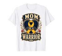 Bouclier en Forme de cœur pour la Sensibilisation au Cancer de l'enfance Mom of a Warrior T-Shirt Graphique avec Valeur, Homme, Blanc, L