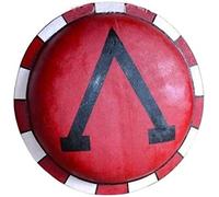 Bouclier grec médiéval en acier massif Lambda GN Armure Hoplite Chevalier médiéval Guerrier Meilleur 61 cm, Rouge/blanc/noir, 61 cm