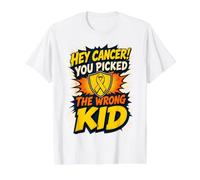 Bouclier « Hey Cancer You Picked The Wrong Kid » T-Shirt Graphique avec Valeur, Homme, Blanc, XL