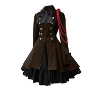 Bouclier médiéval à manches trompette couleur bois pour homme - Robe longue et ceinture de costume médiéval pour homme (marron, taille M)