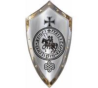 Bouclier médiéval chevalier Larp Armure Bouclier Acier Fer Templier Croix Bouclier Croisés Guerrier Cosplay Costume SCA LARP Armure Bouclier Halloween