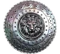 Bouclier médiéval en acier en forme de visage de lion - 61 cm - Aspis grec romain rond - Décoration murale en métal fabriquée à la main - Réplique du bouclier de bataille du guerrier royal