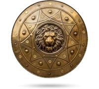 Bouclier médiéval en fer avec visage de lion 55,9 cm - Décoration murale ronde pour Halloween, chevalier guerrier