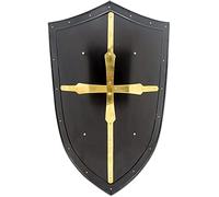 Bouclier médiéval en métal de 71,1 cm | Bouclier de templier spartiate | Bouclier de guerre de combat | Reconstitution | Bouclier de guerre SCA LARP | Bouclier d'Halloween